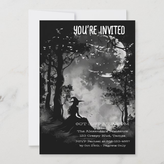 Mystical Full Moon Custom Invitation (Front)
