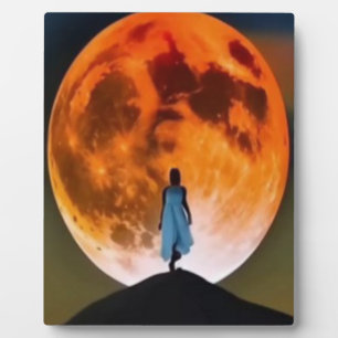Mystical Full Moon Girl Silhouette Wall Art Plaque