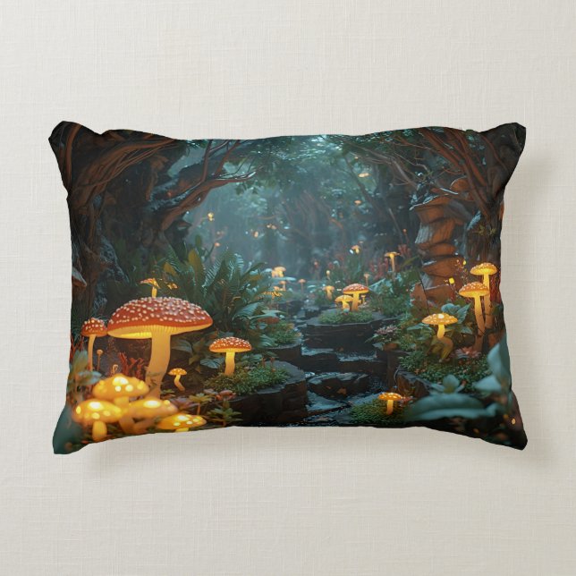 Mystical Fungi Poster – Fairy Tale Forest Decor Accent Pillow (Front)