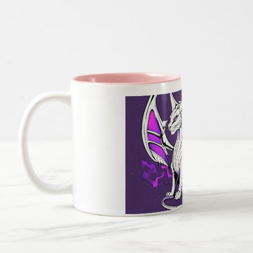 Mystical Fusion Dragon Cat Wizard Profile Logo Two_Tone Coffee Mug