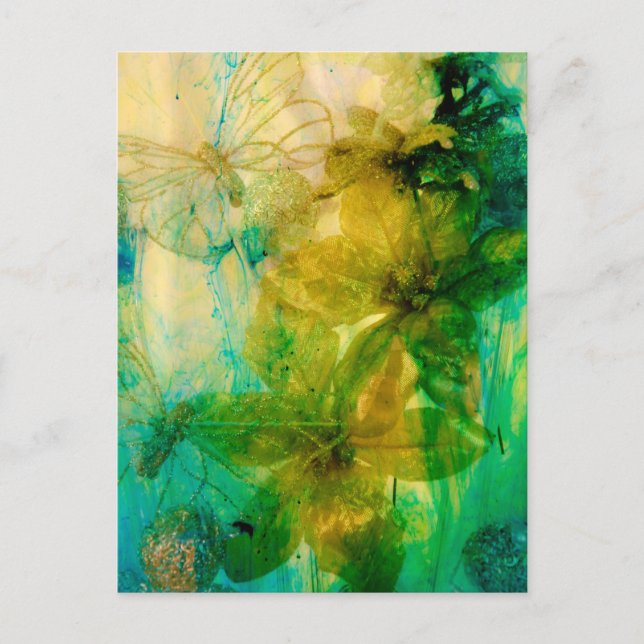 "Mystical Garden - Rays of Gold" original Lyrical Postcard (Front)