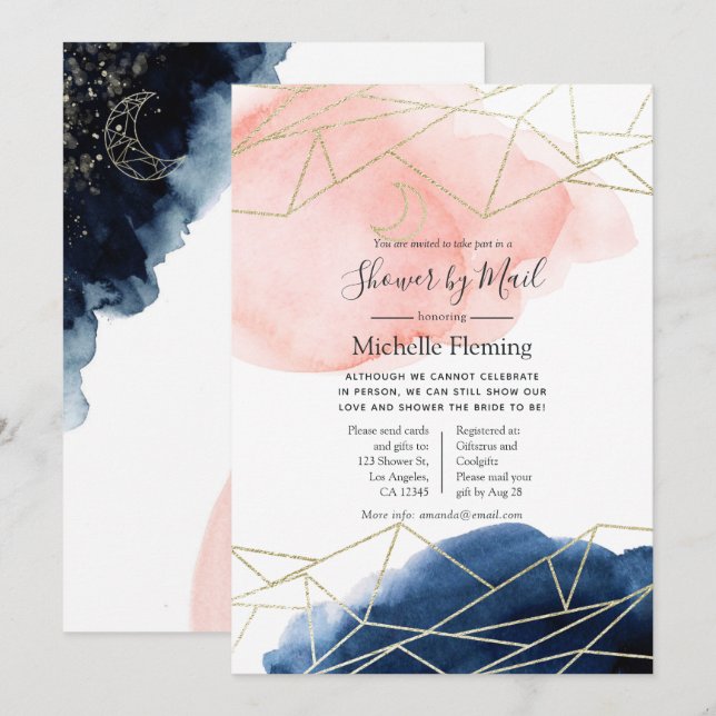Mystical Geometric Bridal or Baby Shower by Mail Invitation (Front/Back)