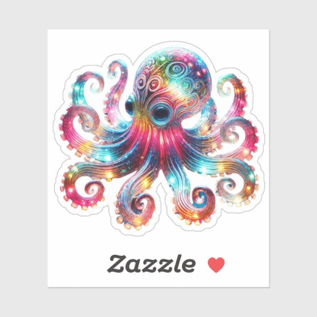 Mystical Glowing Octopus Sticker (Sheet)