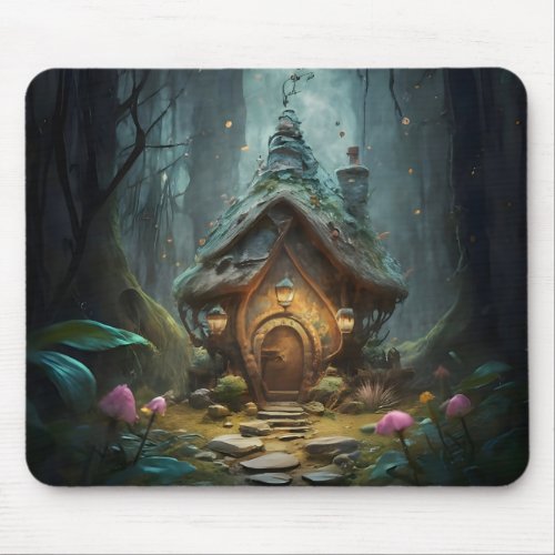 Mystical Gnome Cottage Whimsical Mushroom Haven  Mouse Pad
