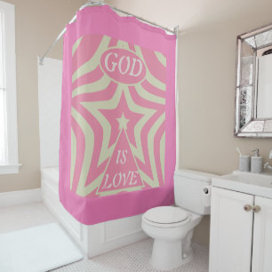 Mystical God Is Love Star Deep Purple & Gray Faith Shower Curtain