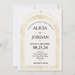 Mystical Gold Astronomy Wedding Invitation
