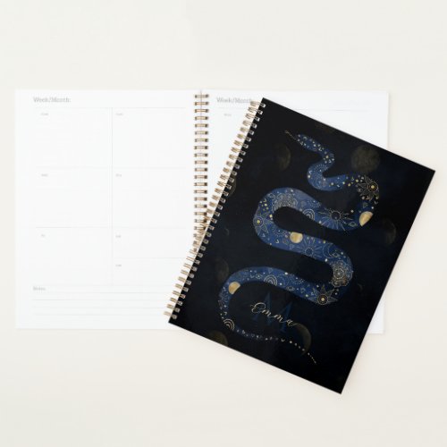 Mystical Gold Blue Serpent Galaxy Design Planner