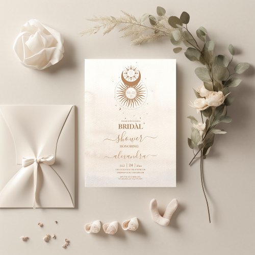 Mystical Gold Celestial Stars Bridal Shower Invitation