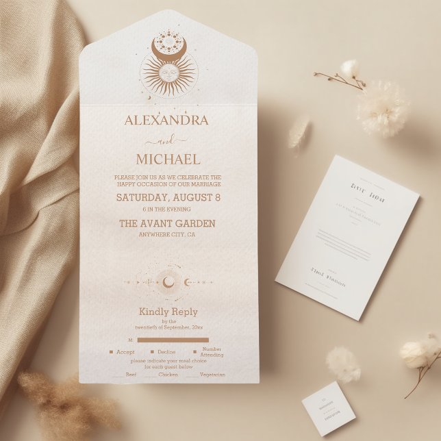 Mystical Gold Celestial Stars Wedding All In One Invitation (Creator Uploaded)