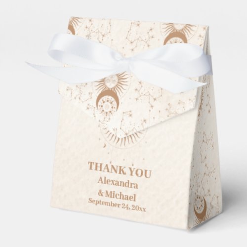 Mystical Gold Celestial Stars Wedding Favor Boxes