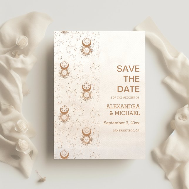 Mystical Gold Celestial Stars Wedding Save The Date (Creator Uploaded)