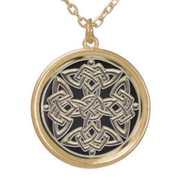 Mystical Gold Celtic Shield Knot Necklace