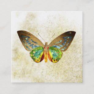 ** Mystical Gold Gilded Gold Gilded Butterfly Square Business Card