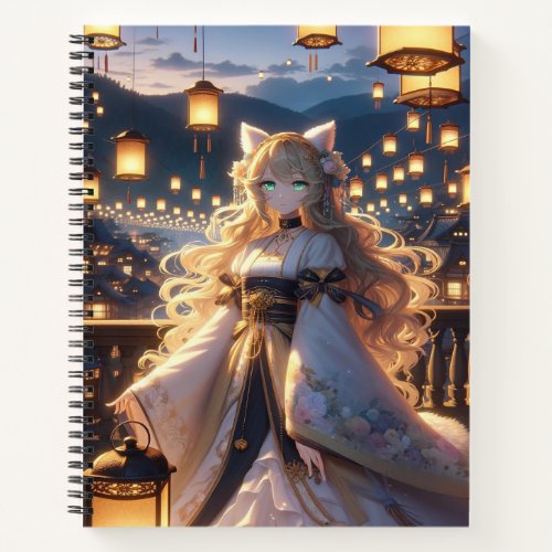 Mystical Golden Catgirl Royalty Notebook