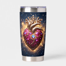 Mystical Golden Crowned Heart in Space