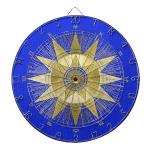Mystical Golden Zodiac Sunburst Astrology Art Dart Board