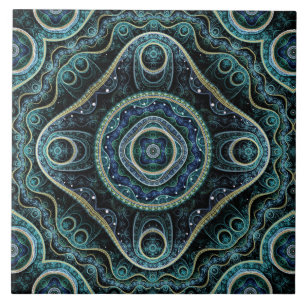 Mystical Grand Royal Julian Fractal Mandala Art Ceramic Tile