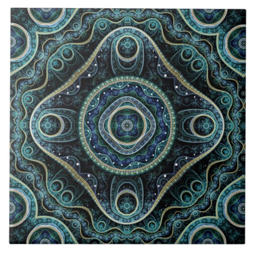 Mystical Grand Royal Julian Fractal Mandala Art Ceramic Tile