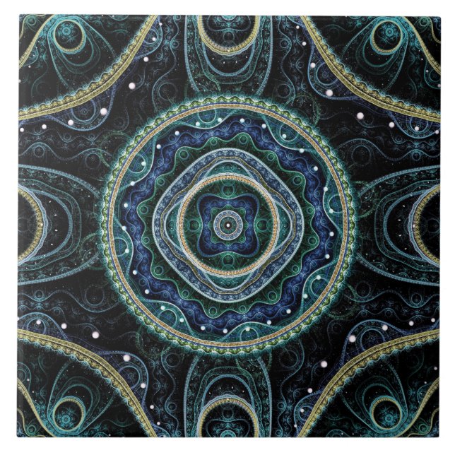 Mystical Grand Royal Julian Fractal Mandala Art  Ceramic Tile (Front)