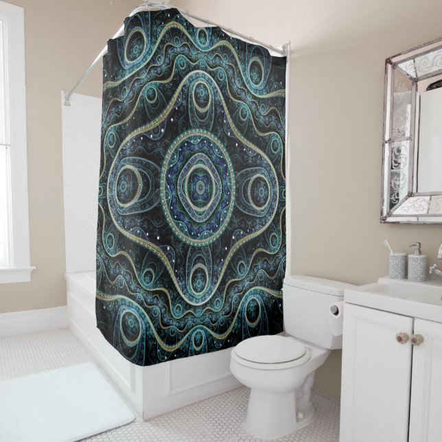Mystical Grand Royal Julian Fractal Mandala Art  Shower Curtain (In Situ)