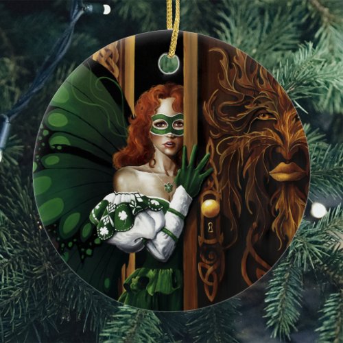 Mystical Green Celtic Fairy Secret Password Irish Ceramic Ornament
