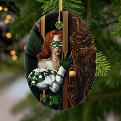 Mystical Green Celtic Fairy Secret Password Irish Ceramic Ornament