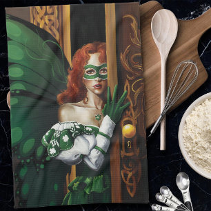 Mystical Green Celtic Fairy Secret Password Irish Kitchen Towel