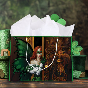 Mystical Green Celtic Fairy Secret Password Irish Large Gift Bag