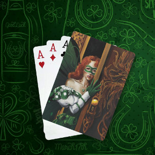 Mystical Green Celtic Fairy Secret Password Irish Poker Cards