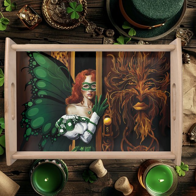 Mystical Green Celtic Fairy Secret Password Irish Serving Tray (Creator Uploaded)