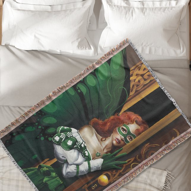 Mystical Green Celtic Fairy Secret Password Irish Throw Blanket (Creator Uploaded)