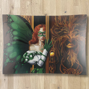Mystical Green Celtic Fairy Secret Password Irish Trinket Tray