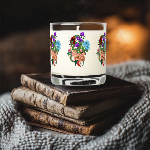 Mystical Green Chinese Dragon Floral Navy Blue Scented Candle