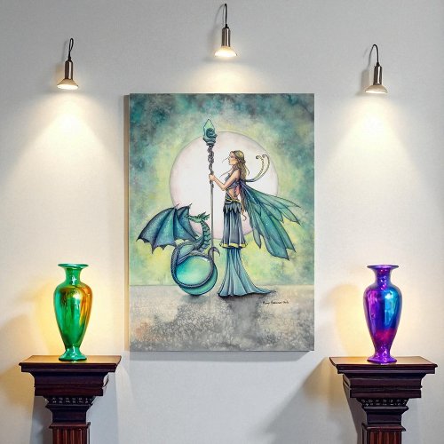 Mystical Green Dragon Fairy Fantasy Artwork Acrylic Print