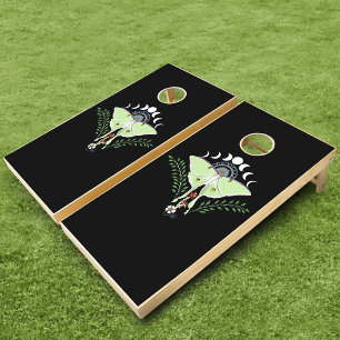 Mystical Green Ethereal Luna Moth Celestial Cornhole Set