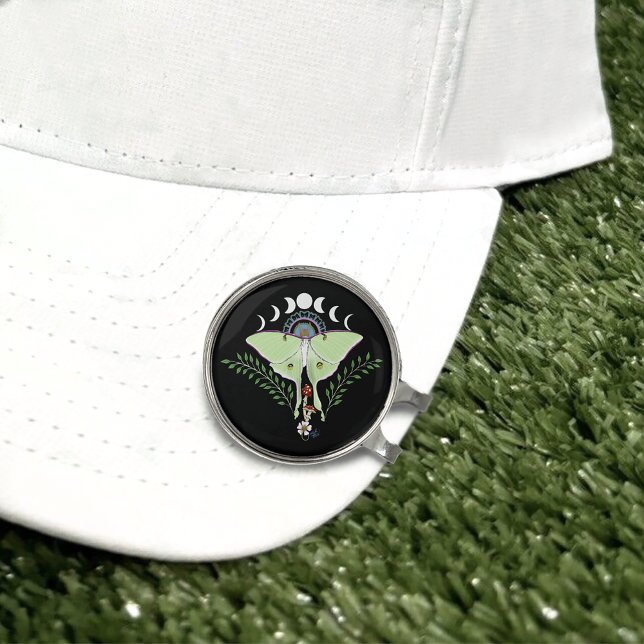 Mystical Green Ethereal Luna Moth Celestial Golf Hat Clip (Creator Uploaded)
