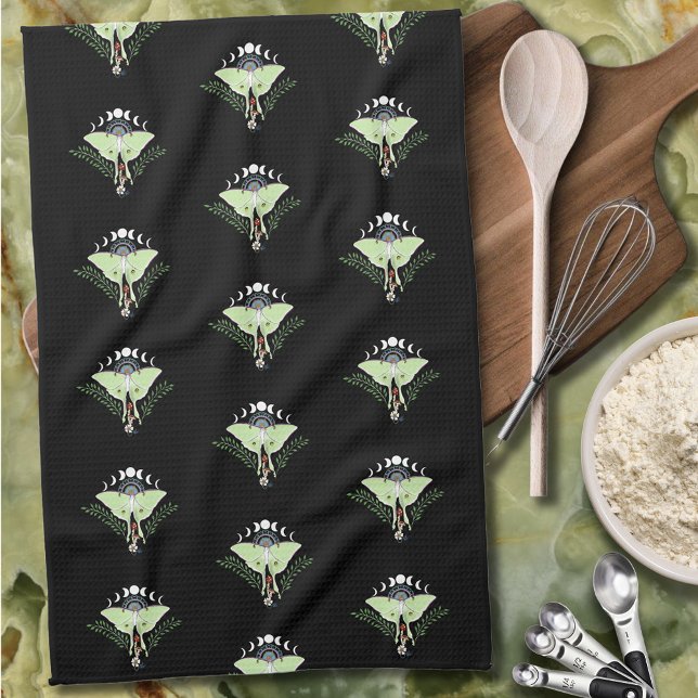 Mystical Green Ethereal Luna Moth Celestial Kitchen Towel (Creator Uploaded)