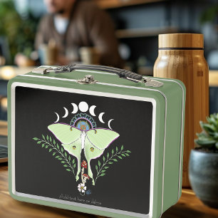 Mystical Green Ethereal Luna Moth Celestial Metal Lunch Box