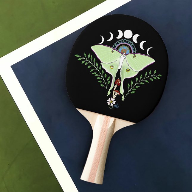 Mystical Green Ethereal Luna Moth Celestial Ping Pong Paddle (Creator Uploaded)