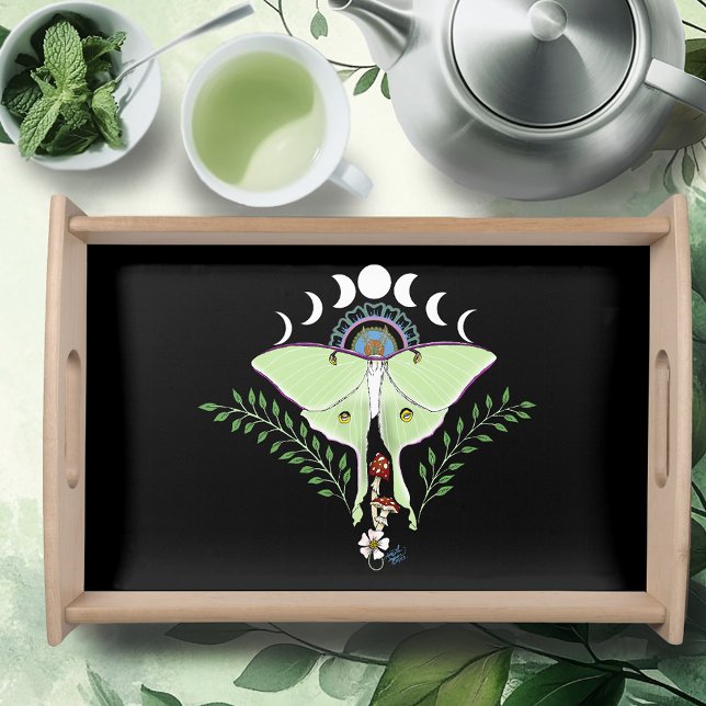 Mystical Green Ethereal Luna Moth Celestial Serving Tray (Creator Uploaded)