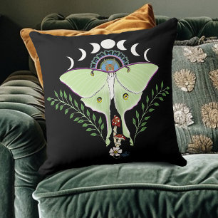 Mystical Green Ethereal Luna Moth Celestial Throw Pillow