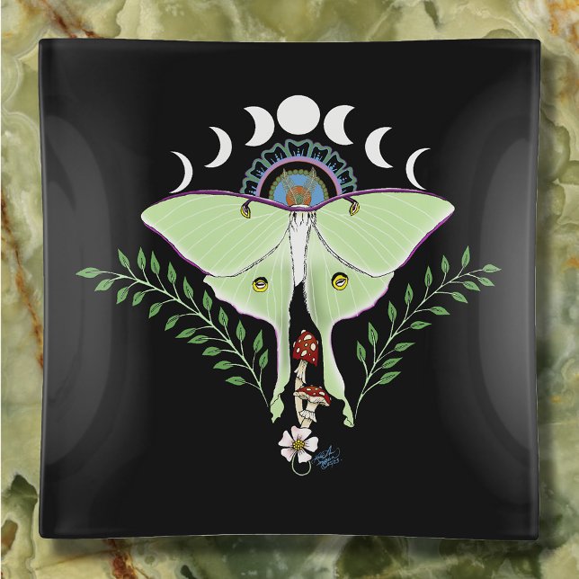 Mystical Green Ethereal Luna Moth Celestial Trinket Tray (Creator Uploaded)