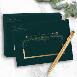 Mystical Green Gold Sun Moon Stars Wedding Envelope<br><div class="desc">Mystical Green Gold Sun Moon Stars Astronomy Celestial Cosmic Space Wedding Envelopes features a gold sun,  moon and stars frame on a green background. Add your postal address in modern gold script typography. Designed for you by ©2024 Evco Studio. View www.zazzle.com/store/evcostudio for more products in this collection</div>