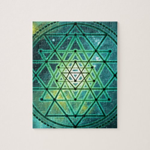 Mystical Green Sri Yantra Jigsaw Puzzle