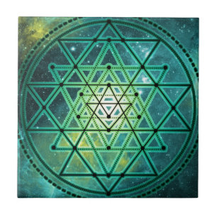 Mystical Green Sri Yantra Tile