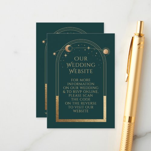 Mystical Green Wedding Website RSVP QR Code Enclosure Card