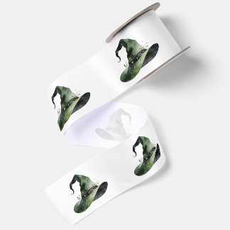 Mystical Green Witch Hat Satin Ribbon