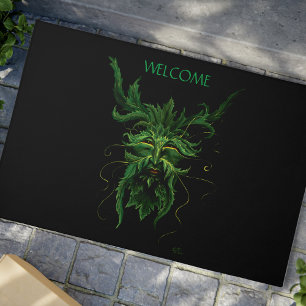 Mystical Greenman Forest Spirit Leaf Face Fantasy Doormat
