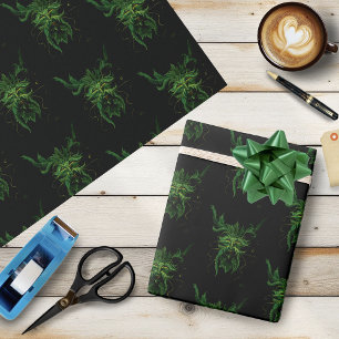 Mystical Greenman Forest Spirit Leaf Face Fantasy Wrapping Paper