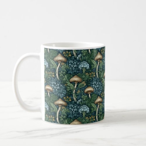 Mystical Grove Mushrooms William Morris_Inspired  Coffee Mug